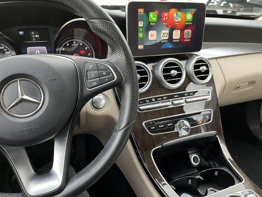 Mercedes C Class. Apple CarPlay/Android Auto upgrade interface installed. The interface can be added to most Mercedes/BMW/Audi/Lexus models!