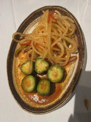 Cucumber Salad and Potato Stir Fry