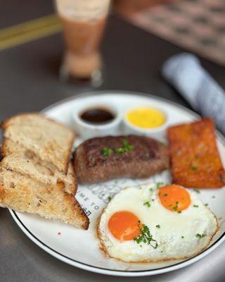 Steak and eggs