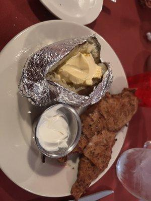 Pork loin dinner with baked potato