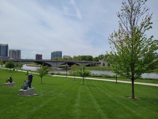 View towards the river from the park.