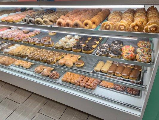 Wide variety of donuts from which to choose.