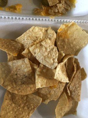 Here's the amount of chips that came with the nacho's that had absolutely no cheese on them