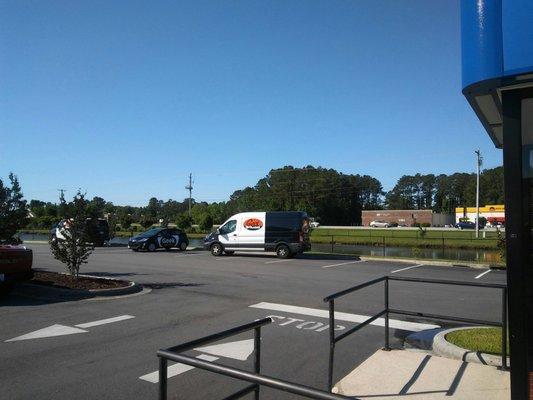 Geek squad vehicles parked out front....