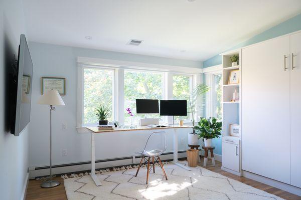 Home office/guest bedroom renovation with added windows