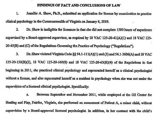 from the virginia department of health care providers: Board of Psychology