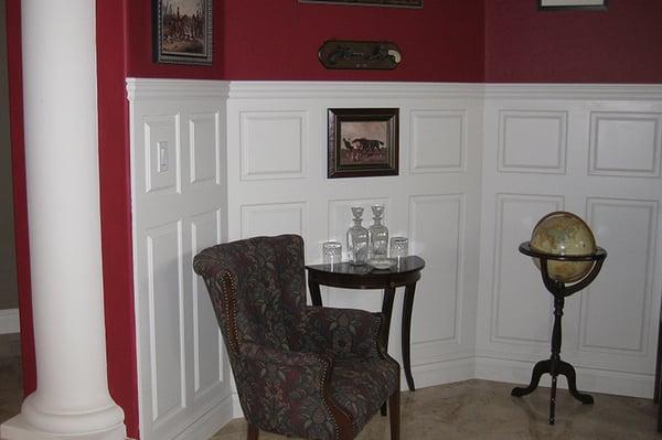 Tall Raised Panels with stacked inner panels for Dining Rooms, Libraries and Bedrooms. Wainscoting for