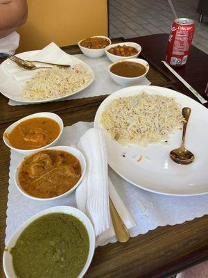 Three item combo meals, waiting for the naan that comes with it.