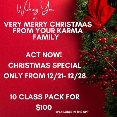 ACT NOW... CHRISTMAS special... buy 10 classes for $100