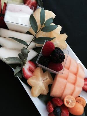 Star Fruit, Strawberries, Blackberries, Raspberries, Kumquat, Blueberries served with Yogurt