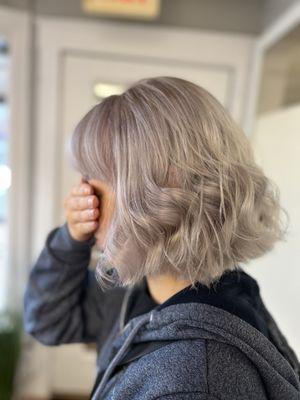 Ash with lavender tone, cut and style