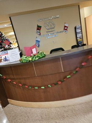 Holiday decor by info desk