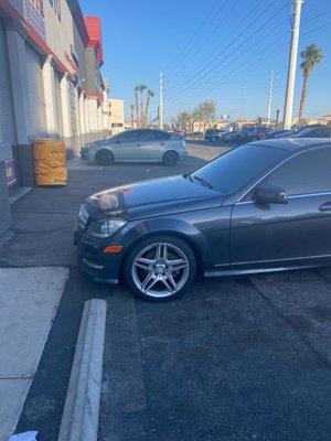 Car parked outside Tireman Auto