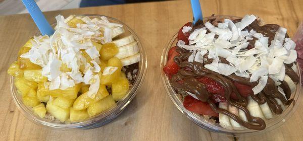 Tropical bowl and Nutella bowl