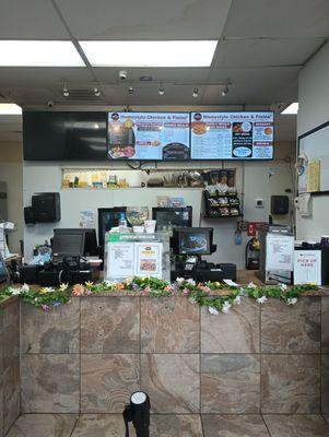 Counter with menu above.