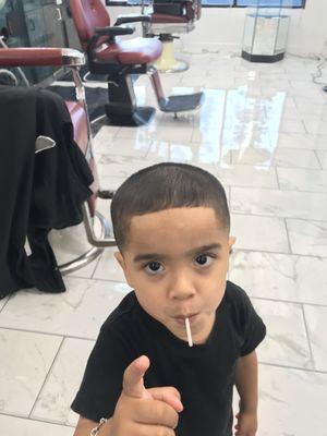 Tough Customer is happy with his haircut