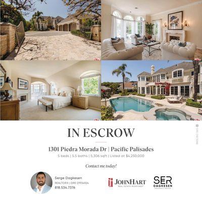 Congratulations to my buyers on getting their offer accepted on this beautiful home in Pacific Palisades! Are you next?