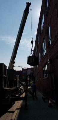 Rooftop condenser that had to be craned.