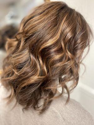 Auburn hair color with strawberry highlights