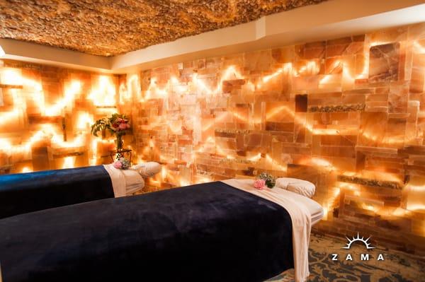 Relax with your sweetie in our Salt Cave Therapy Rooms. This service includes a hot towel treatment and massage with Himalayan hot stones!