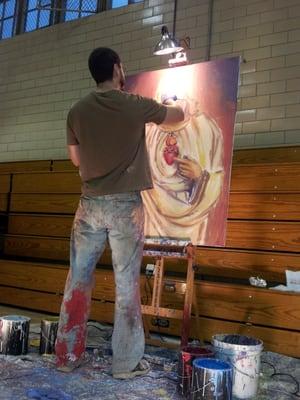 Live Performance Painting at Blessed Sacrament's Back to School Night