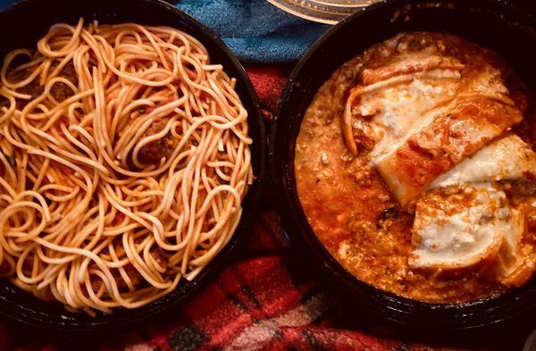 Spaghetti with Meatballs and Homemade Italian Style Lasagna