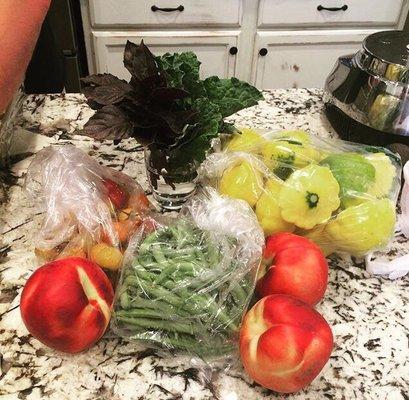 CSA box during summer- came with a pack of sausages that aren't pictured.