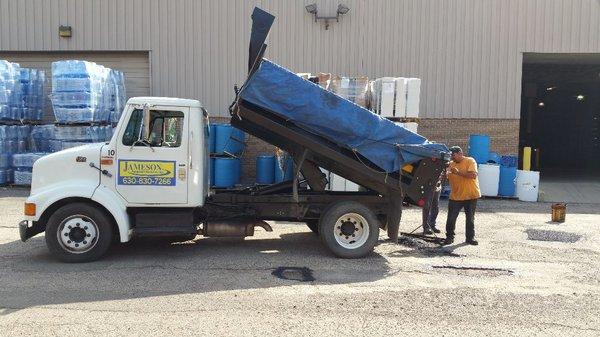 Filling potholes in a parking lot