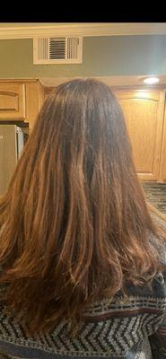 Baby highlights and long layered cut by Reagan!! I LOVE how natural it looks... well done Reagan!! Thank you so much!!