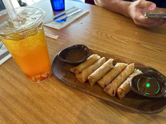 Passion fruit tea & lumpias