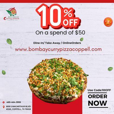 Hurry and treat yourself to a slice of pizza at an unbeatable price! 
Get 10% off on order $50 and above
https://bit.ly/Orderingbcpc