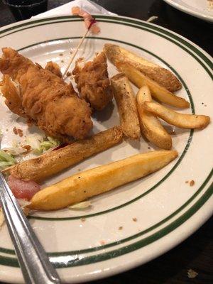 Almost gone chicken tenders and steak fries!