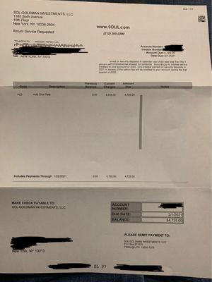 Hold over fee that stated that it ONLY included payments through 1/22. We had paid for the full month of January on December 31st.