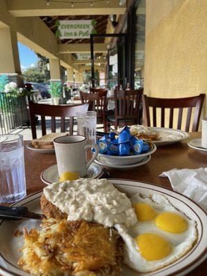 Country Fried Steak & Eggs w/Hashbrowns and Toast