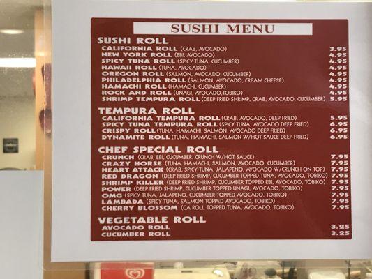 Sushi Menu