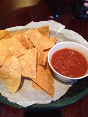 Chips and homemade salsa -- very crunchy