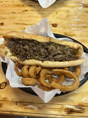 Regular Cheesesteak with Jalepenos and Extra Meat