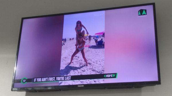 ChiveTV on one of the TVs. Can't argue with that.