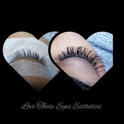 Before and after eyelash extensions