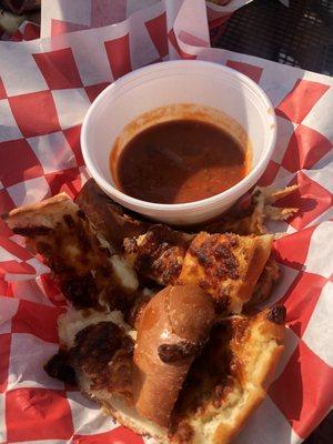 Garlic cheese bread with some of the best marinara dip