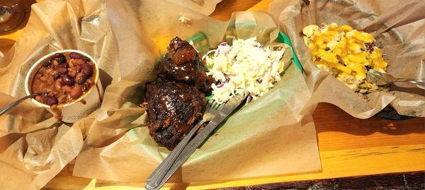 16oz . Beef Brisket Or Burnt Ends with 8.oz . Slaw Cuban Mac & Cheese Fatty 's Baked Beans