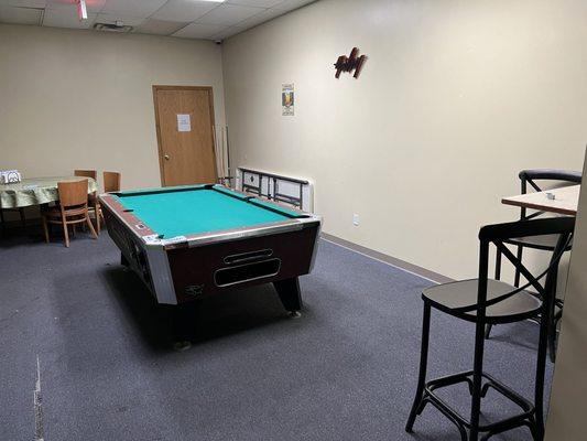 Pool table and seating room