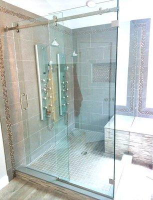 Frameless 90 degree Serenity showe enclosure