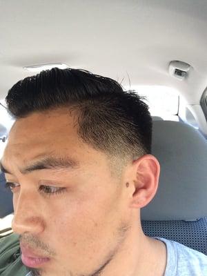 Side view of my haircut I received.