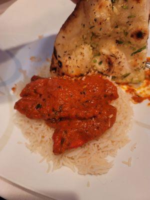 Butter chicken and garlic naan