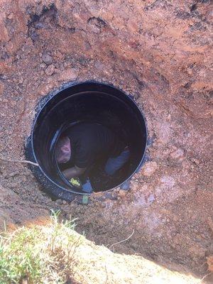 Having to get inside of the septic tank to fix rear baffle T pipe in order to remove and clean filter.