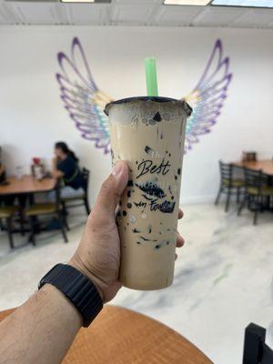 Coffee milk tea with grass jelly