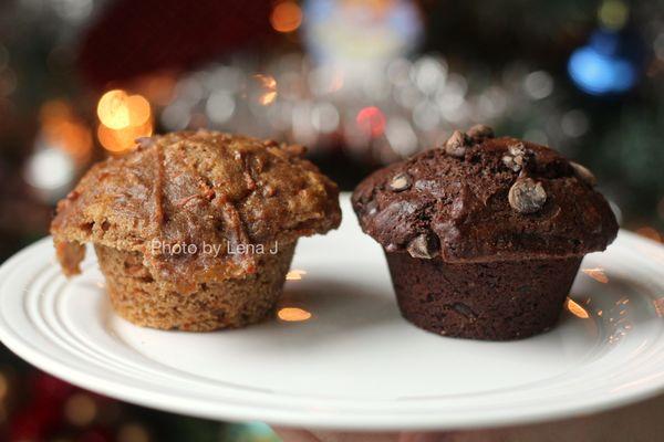 Einkorn Carrot Ginger Muffin ($3, good!) and Chocolate Chip Muffin ($3, not good, really hard and dry)