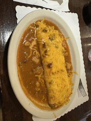 Chili Chile Verde Smothered Burrito