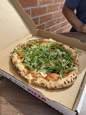 The Specialty...pear, goat cheese, arugula, garlic...soooo good!